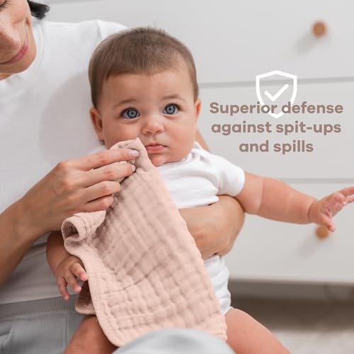 Comfy Cubs مناديل تجشؤ مريحة من كومفي كابس 20" × 10"، عبوة من 10 - كبيرة، 6 طبقات، فائقة الامتصاص 100% قطن للأطفال - مناديل تجشؤ ناعمة وآمنة ولطيفة للأولاد والبنات - متعددة الألوان - Image 4