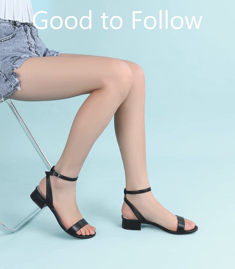 Ankis Black Nude White Gold Women Sandals Comfortable Walking Strappy Open Toe Sandals for Women Dressy Summer 1 Inch Low Block Heel Flat Adjustable Ankle Strap Shoes - Image 5