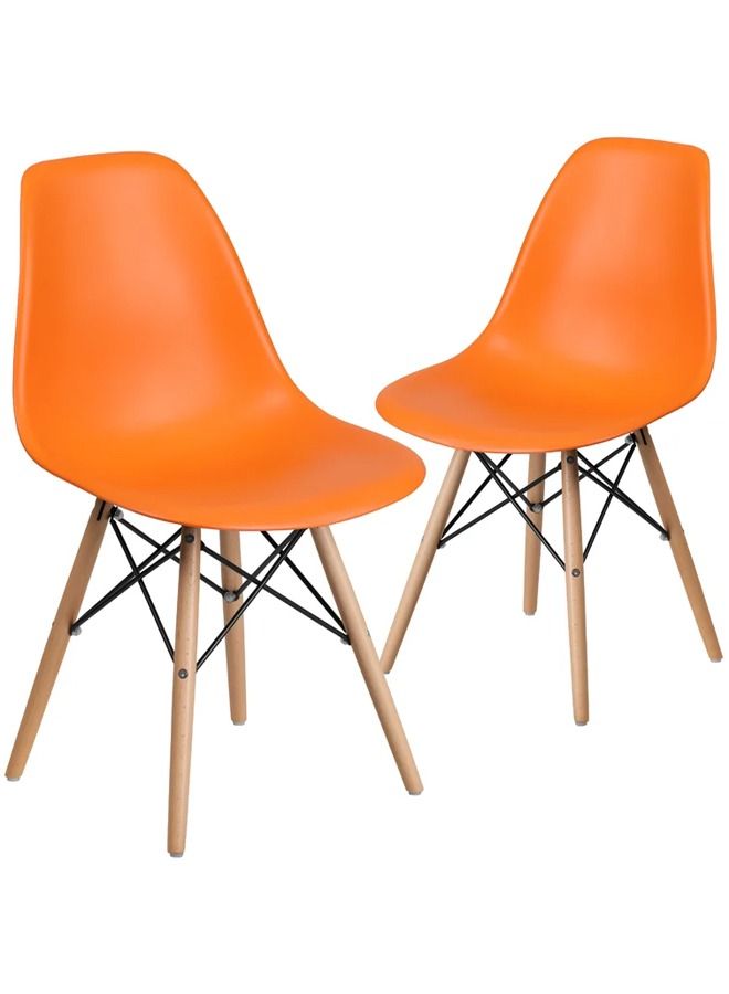 Taimi 2-Piece Office and Dining Chair with Wooden Legs Orange 70x40x40cm  - Image 1