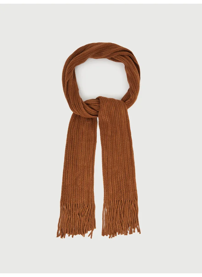 Styli Styli Solid Knitted Scarf with Fringe Detail