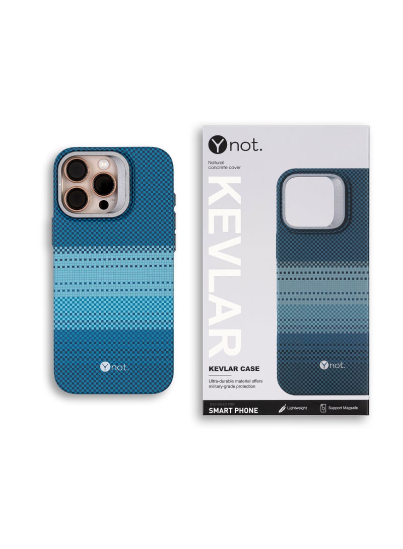 YNOT iPhone 16 Plus Kevlar Fiber Case with MagSafe and Stand - Dark Blue Carbon - Image 5