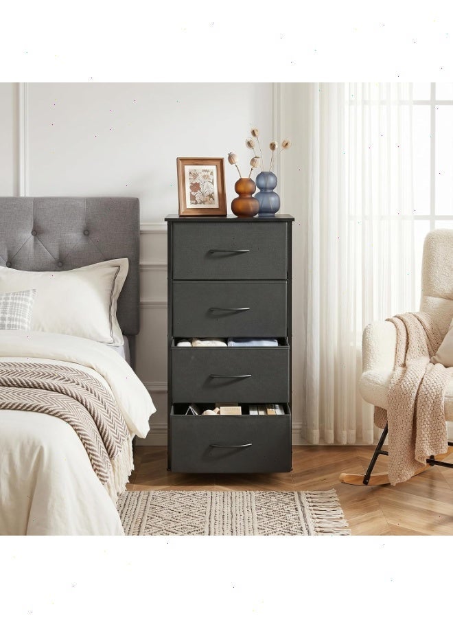Yoawllty Vertical Storage Drawer Tower with 4 Non-Woven Fabric Drawers, Steel Frame Dresser Chest of Drawers, Freestanding Storage Cabinet Organizer for Bedroom, Entryway, Wardrobe & Small Living Space - Image 2
