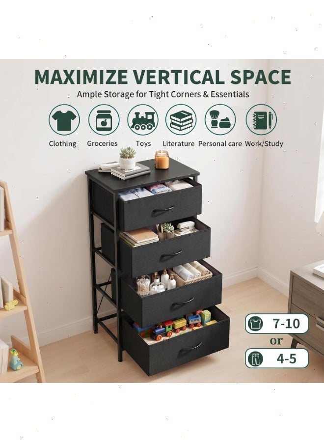 Yoawllty Vertical Storage Drawer Tower with 4 Non-Woven Fabric Drawers, Steel Frame Dresser Chest of Drawers, Freestanding Storage Cabinet Organizer for Bedroom, Entryway, Wardrobe & Small Living Space - Image 5