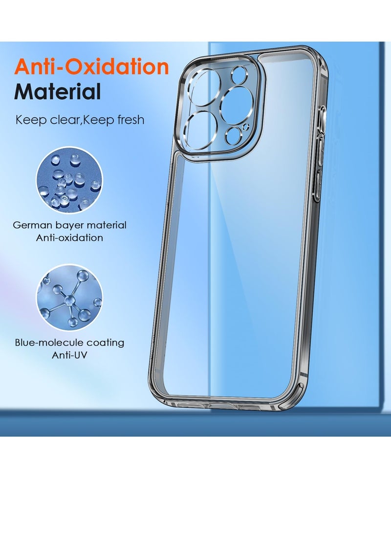 إلترازون Clear Case Compatible with iPhone 15 Pro 6.1" [Long Lasting Clarity] [Military Grade Drop Protection], 1 Phone Case + 2 Tempered Glass Screen Protector, Shockproof Slim Cover -Shadowy Black - Image 3