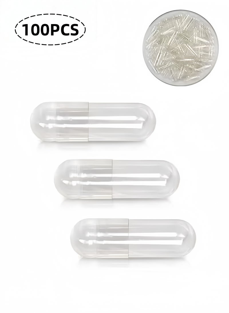 100 Pcs Empty Gelatin Capsules Fillable Pill Capsules For Diy Supplement Herb Powder Filler Food Grade Safe Easy To Fill Pill Capsules For Home Personal Use - Image 1