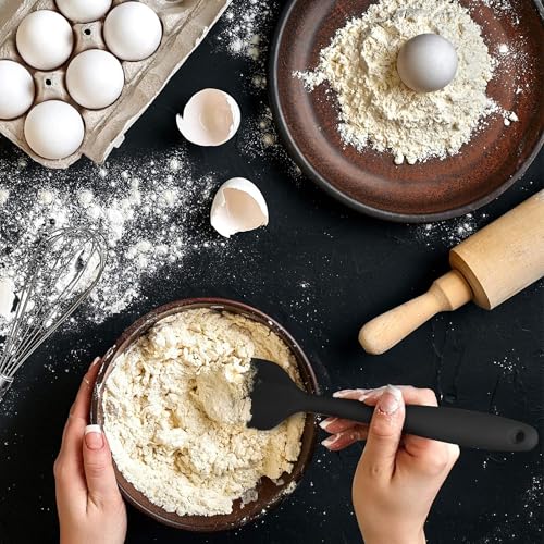 Bagonias Silicone Spatula Set of 6, High Heat Resistant Kitchen Spatulas, One-Pieces Seamless Design, Perfect for Cooking Mixing & Baking and Non-Stick Cookware, BPA Free and Dishwasher Safe,Black - Image 4