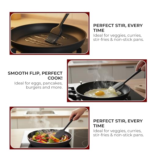 Bagonias Silicone Spatula Set of 6, High Heat Resistant Kitchen Spatulas, One-Pieces Seamless Design, Perfect for Cooking Mixing & Baking and Non-Stick Cookware, BPA Free and Dishwasher Safe,Black - Image 5
