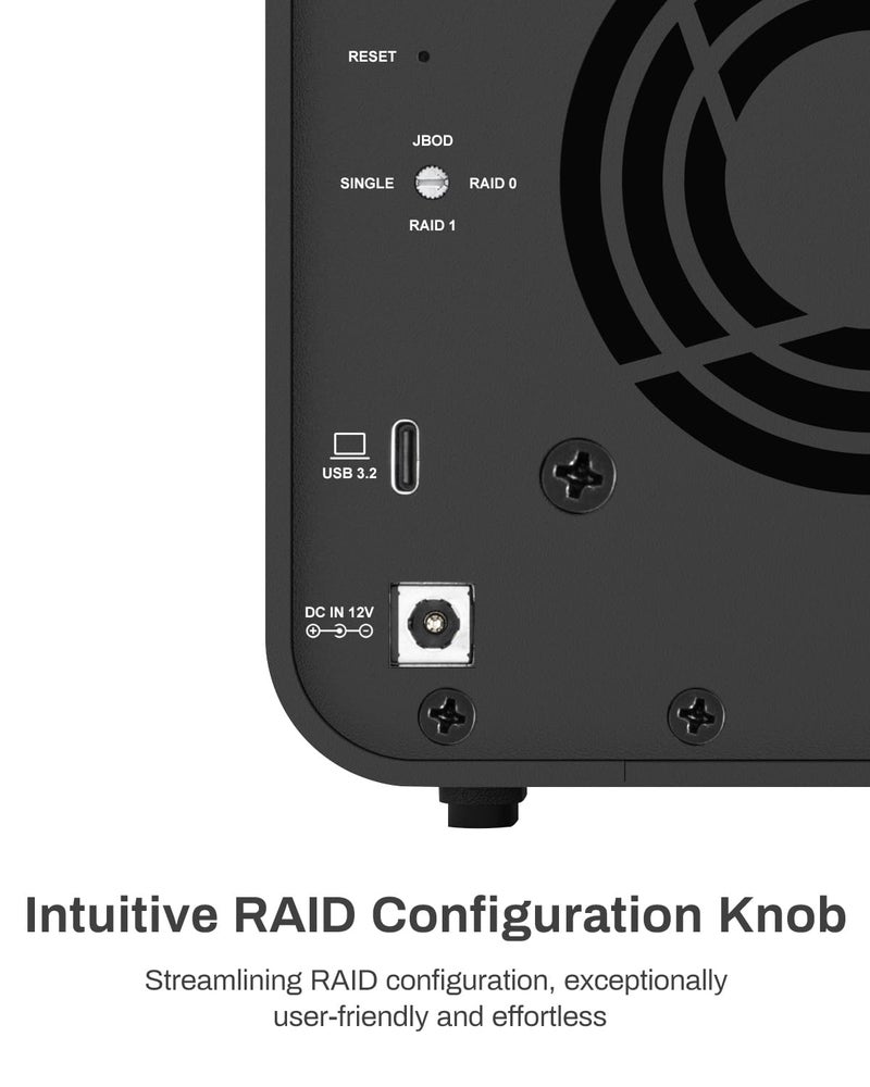 TERRAMASTER D2-320 USB RAID Enclosure - USB 3.2 Gen 2 10Gbps Type C 2Bay Direct Attached Storage Supports RAID 0, 1, Single, JBOD (Diskless) - Image 3
