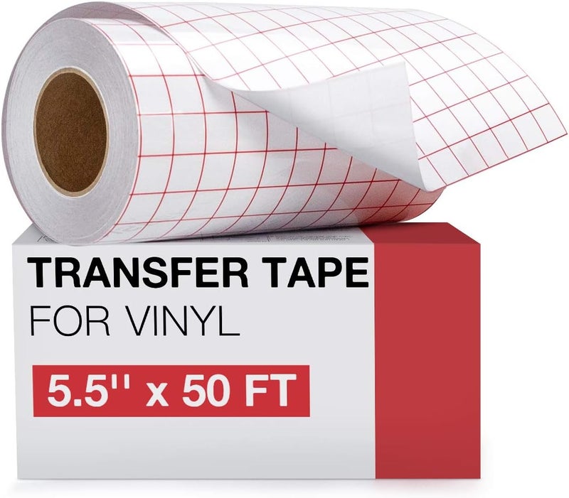 اتش تي في رونت شريط نقل للفينيل - مقاس 5.5 بوصة × 50 قدمًا بشبكة محاذاة حمراء لـ Cricut Joy والفينيل اللاصق، وملصقات Silhouette Cameo الورقية والفينيل، ولافتات، ونوافذ، وملصقات - Image 1