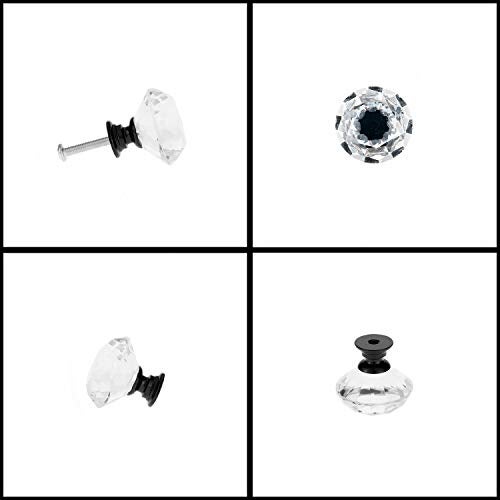YourGift 12 Pack Drawer Knobs Diamond Shaped Crystal Glass 30mm Cabinet Knobs Pull Handles (Black) - Image 4