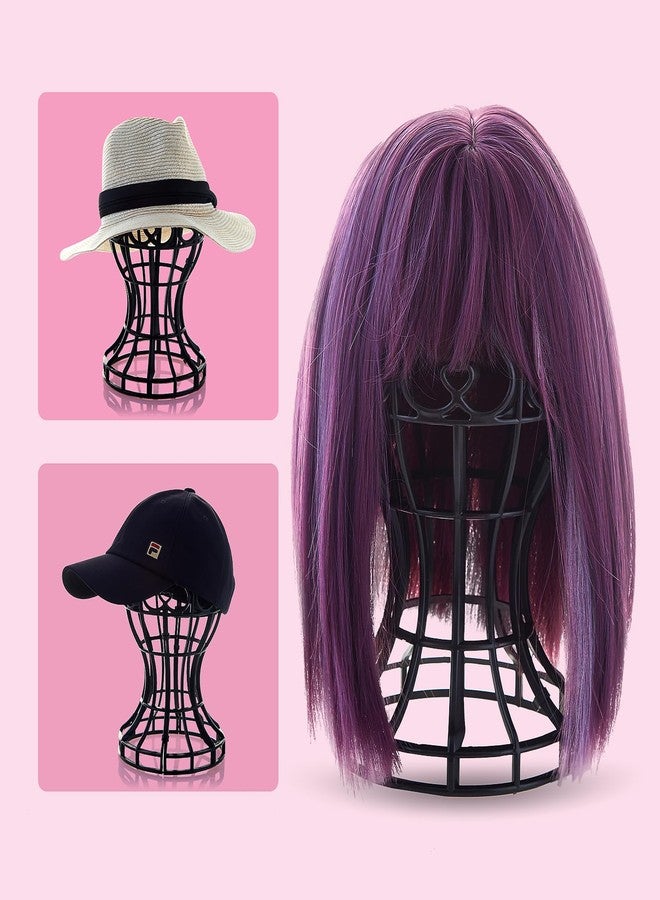 MoyRetty 2 Pack Wig Stand, Plastic Head-Shaped Cutout Design, suitable to hold large Human Hair Pre Plucked wig stand for Long Short Hair, Suitable for use at Home or Salons, and Various Settings (Black) - Image 4