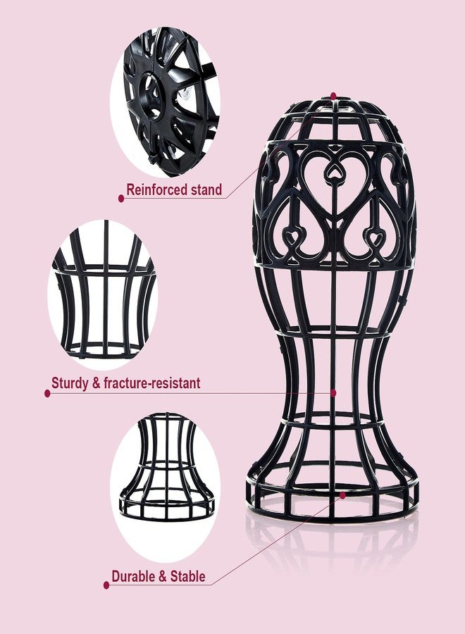 MoyRetty 2 Pack Wig Stand, Plastic Head-Shaped Cutout Design, suitable to hold large Human Hair Pre Plucked wig stand for Long Short Hair, Suitable for use at Home or Salons, and Various Settings (Black) - Image 2