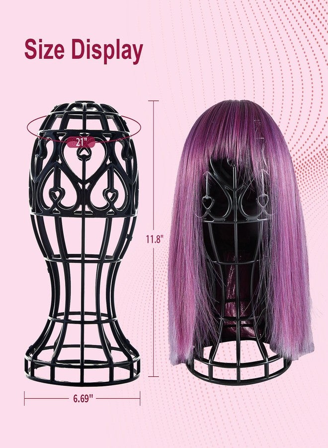 MoyRetty 2 Pack Wig Stand, Plastic Head-Shaped Cutout Design, suitable to hold large Human Hair Pre Plucked wig stand for Long Short Hair, Suitable for use at Home or Salons, and Various Settings (Black) - Image 5
