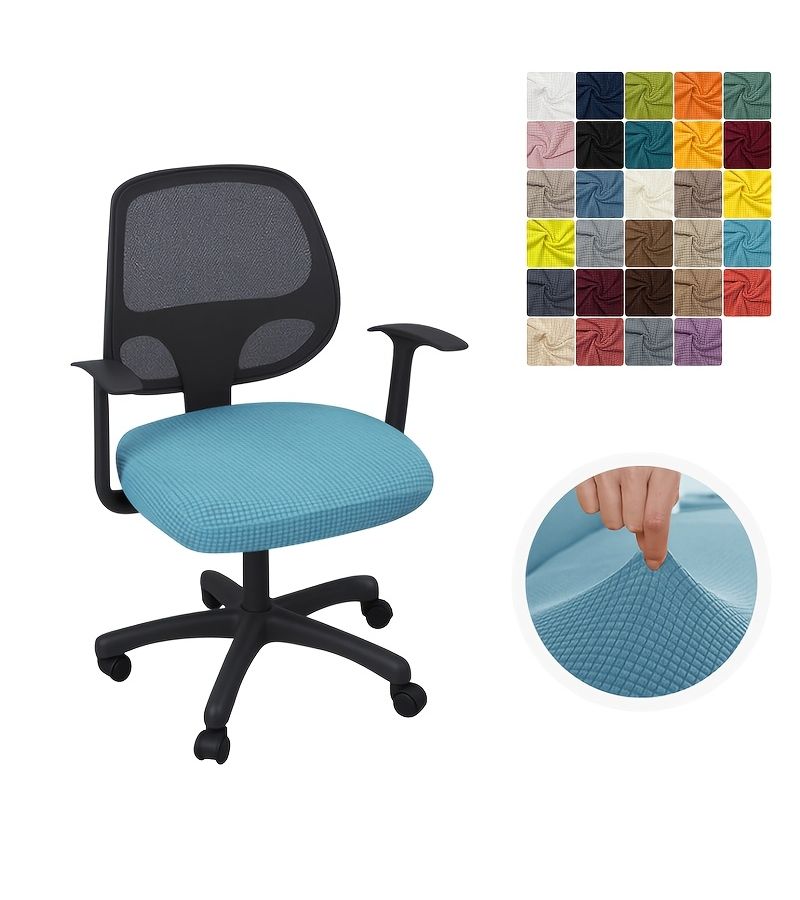 Light Blue Thickened Office Chair Covers Anti Slip Velvet Seat Cushion for Gaming - Image 3