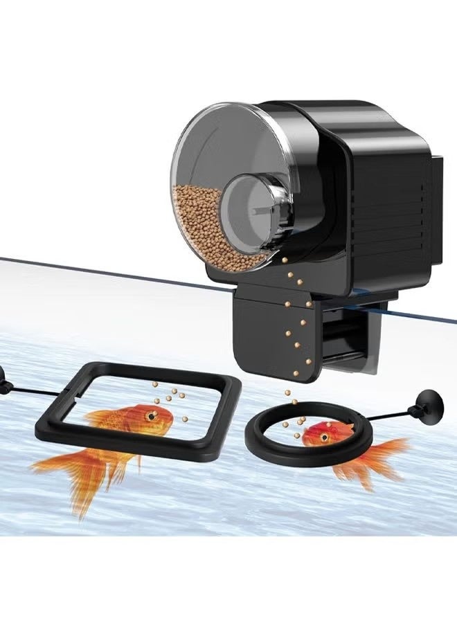 RESUN Automatic Fish Feeder (60ML), Moisture-Proof, Adjustable Timer, Particle Dispenser (Battery Not Included), Digital Aquarium Timer, Auto-Feeds On Vacation/Holidays, For Small Tanks - Image 1