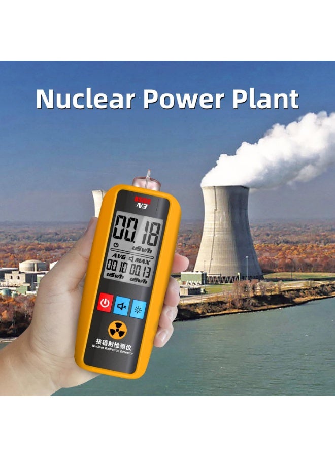 بي سايد بيسايد جهاز كشف الاشعاع النووي N3، عداد جيجر مع منبه LCD كبير قابل للتبديل، مقياس جرعات شخصي بيتا جاما بالاشعة السينية للمختبرات والمأكولات البحرية والصناعات الطبية، رخامي - Image 5