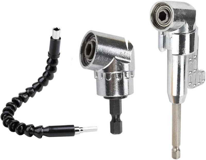 105 Degree Right Angle Driver Angle Extension Power Screwdriver Drill Attachment, 1/4 inch Hexagon Flexible Screwdriver Extension Soft Shaft Kit for Screwdriver &Drill