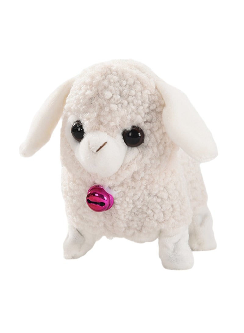 لعبة القطيفة الإلكترونية White Lamb تحاكي صوت النداء، ويمكنها المشي وهز ذيلها، لعبة تفاعلية قطيفة مناسبة للأطفال والرضع - Image 1