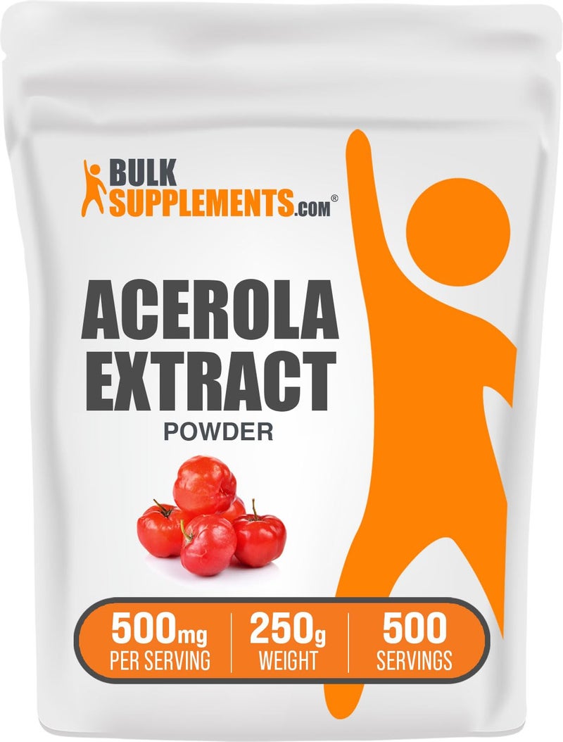 BulkSupplementscom Acerola Cherry Extract Powder Natural Vitamin C Supplement Acerola Cherry Powder Vegan Gluten Free 500mg per Serving 250g 88 oz Pack of 1