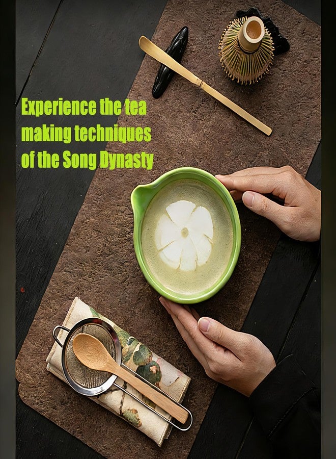 ANTETOKO Matcha Whisk Set,8 Pcs Matcha Kit Includes Matcha Bowl with Spout,Matcha Whisk Holder,Bamboo with Ceramic Holder,Bamboo Scoop and Rest,Sifter,Tea Towel for Ceremony Matcha Lovers Gift (Green) - Image 2