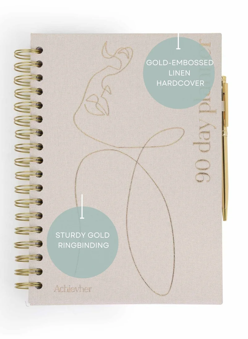 Prickly Pear Linen Ring-bound B5 Size 90 Day Planner With Pen Included