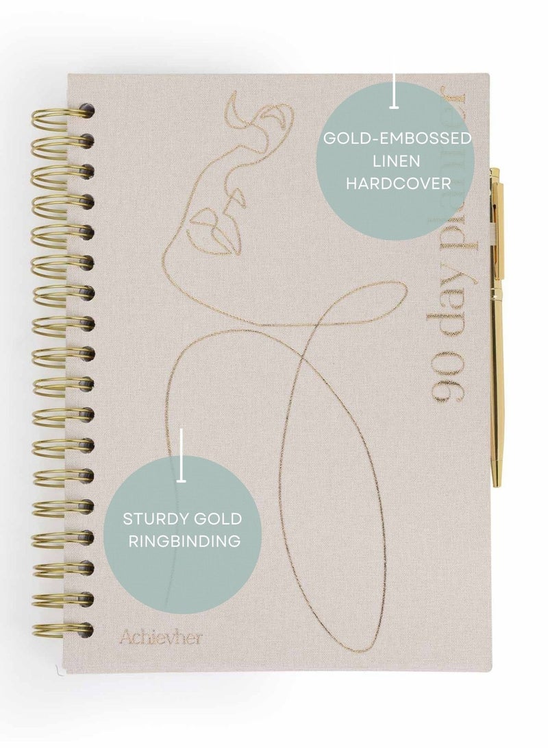 Prickly Pear Linen Ring-bound B5 Size 90 Day Planner With Pen Included  - Image 2