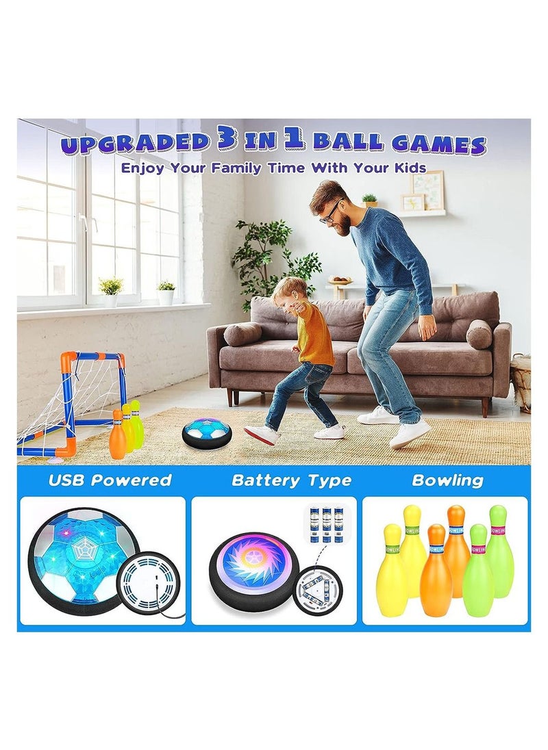 Cool Baby - COOLBABY Hover Soccer Ball for Kids 4 In 1 Hover Soccer Ball Hockey Bowling Set Rechargeable Hover Soccer Hockey Ball with LED Light - Image 1