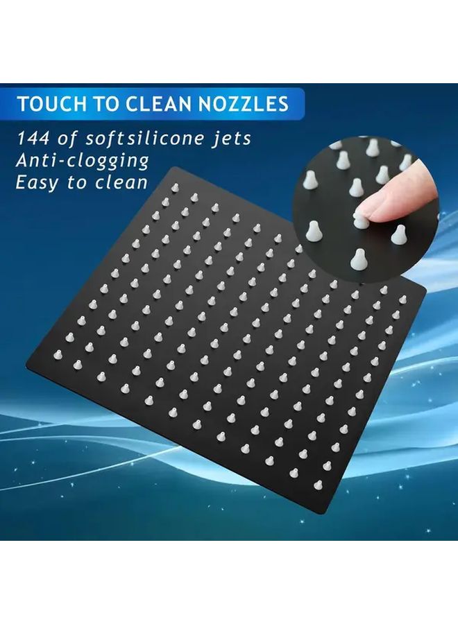 Matte Black 12 Inch Stainless Steel Rainfall Shower Head With Arm - Image 4