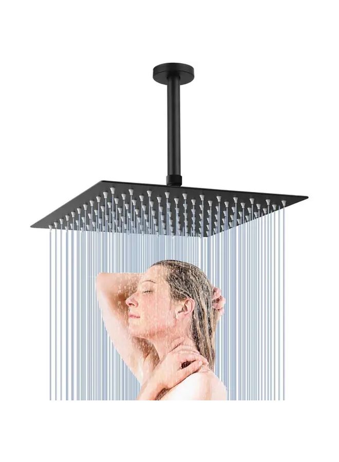 Matte Black 12 Inch Stainless Steel Rainfall Shower Head With Arm - Image 1