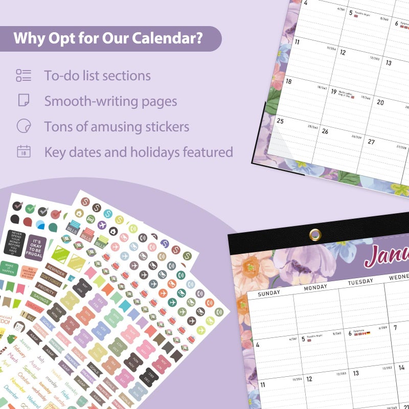 VALOME 2026 Desk Calendar, Large Desktop/Wall Monthly Calendar (Jan. 2026 - Jun. 2027) 17'' x 12'' Personal Desk Planner for Teacher Family School Office Supplies - Image 4