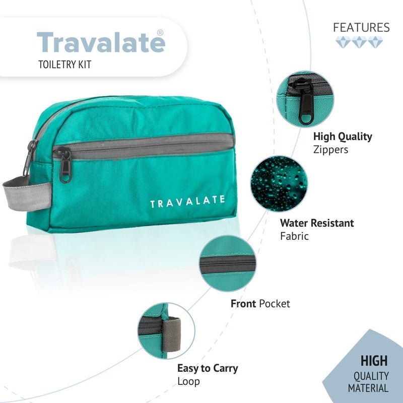 TRAVALATE حقائب سفر مستحضرات التجميل من البوليستر - مجموعة أدوات الحلاقة للرجال والنساء، حقيبة متعددة الاستخدامات - أخضر بحري - Image 3