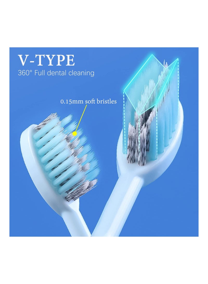 KASTWAVE 2Pcs Travel Toothbrushes Kit Fold Travel Size Toothbrushes Built-in Travel Toothpaste Container, KASTWAVE Including 2 Cleaner Head Soft Bristles for Travel Camping School Business Trip (Blue, White) - Image 4