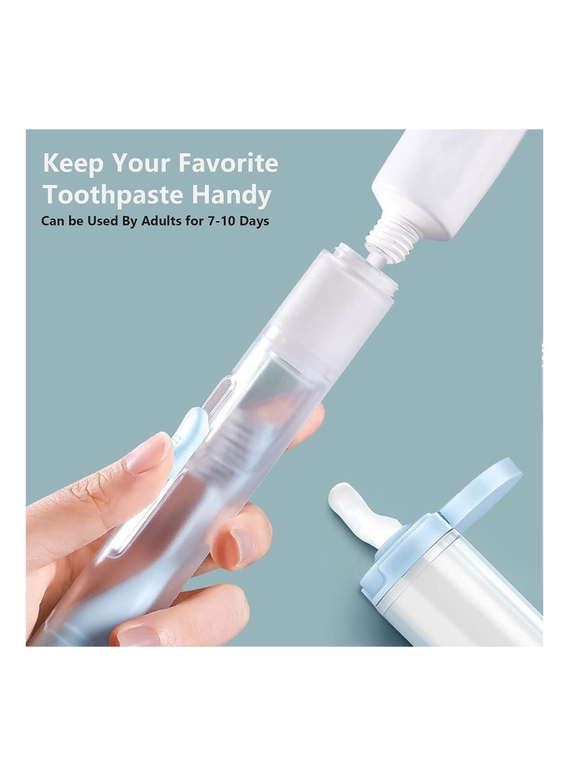 KASTWAVE 2Pcs Travel Toothbrushes Kit Fold Travel Size Toothbrushes Built-in Travel Toothpaste Container, KASTWAVE Including 2 Cleaner Head Soft Bristles for Travel Camping School Business Trip (Blue, White) - Image 3