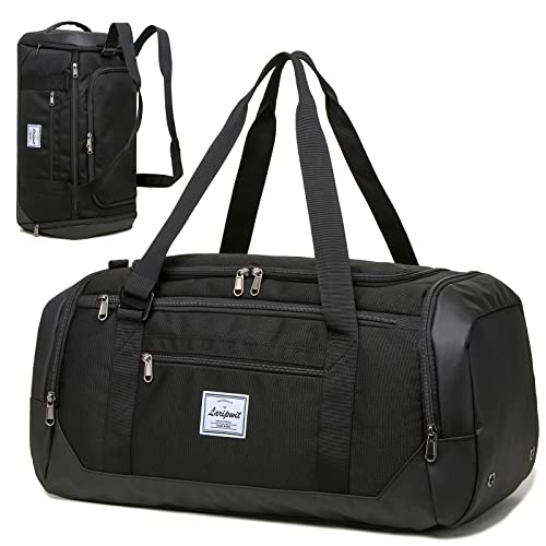 Laripwit Travel Duffle Bag for men 40L Medium Sports Gym Bag with Wet Pocket & Shoes Compartment Weekender Overnight Backpack for Traveling Duffel Bag Backpack for Women, Black - Image 1