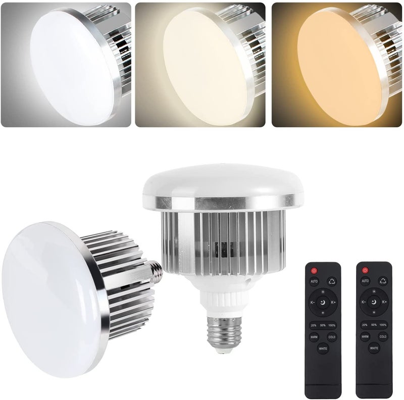 2Pack 85W Photography Light Bulb 27006400K Colour Temperatures Dimmable Tricolor LED Bulbs Softbox Bulb in E27 Socket for Photography Photo Video Studio Lighting Softbox