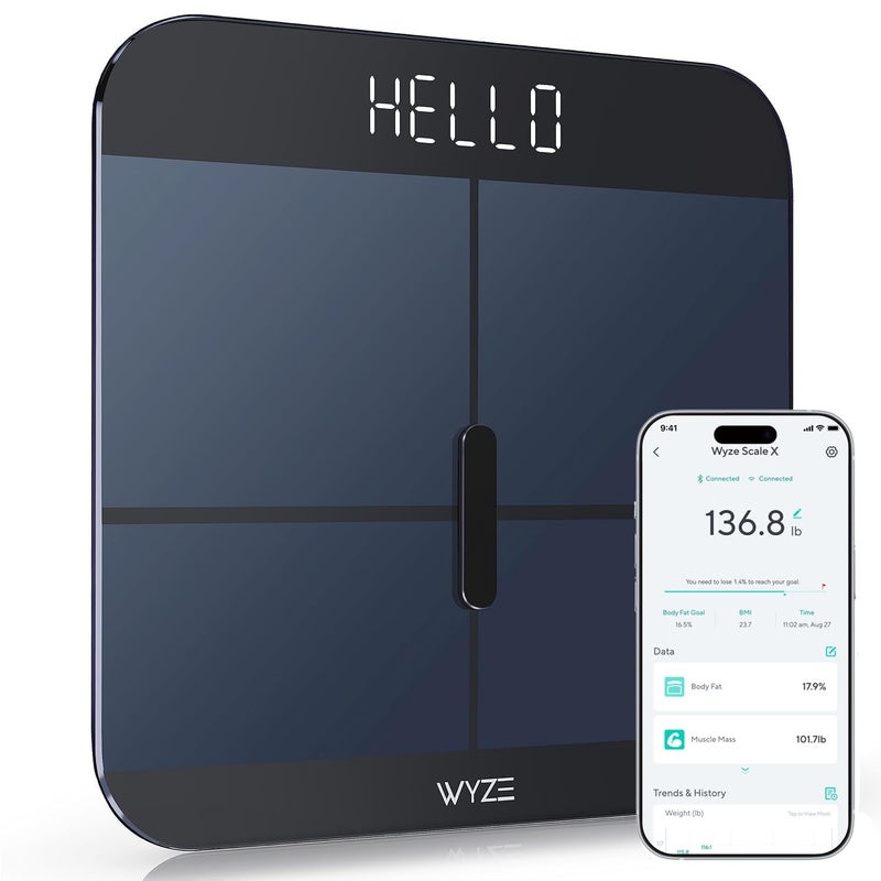 Wyze Smart Scale X Digital Bathroom Scale for Body Weight BMI Body Fat Muscle Mass Heart Rate Monitor Sync with Health Apps Body Composition Analyzer for People Baby Pet 400 lbs Navy - Image 3