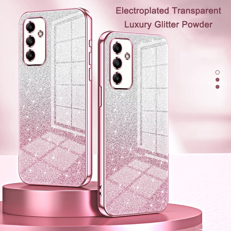 HuHa Protective Cover For Samsung Galaxy C55 Gradient Glitter Powder Electroplated Phone Case(Transparent) - Image 2