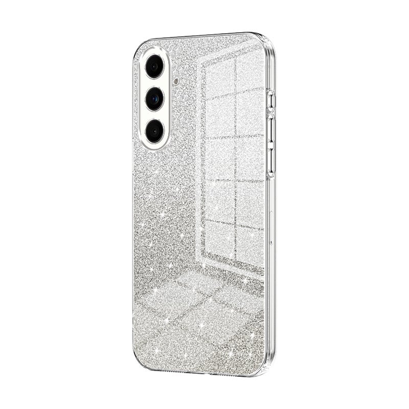 HuHa Protective Cover For Samsung Galaxy C55 Gradient Glitter Powder Electroplated Phone Case(Transparent) - Image 1