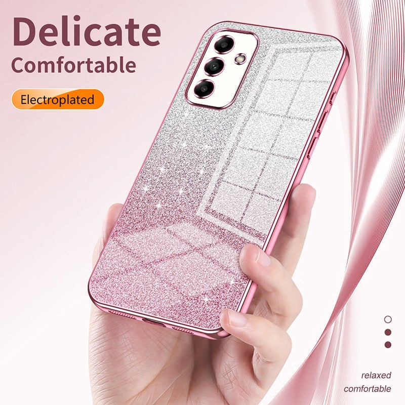 HuHa Protective Cover For Samsung Galaxy C55 Gradient Glitter Powder Electroplated Phone Case(Transparent) - Image 4