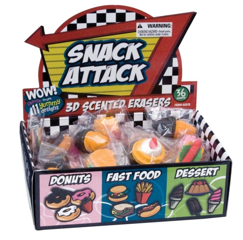 Geddes Raymond Geddes Snack Attack 3D Scented Food Erasers (Pack of 36) - Image 1