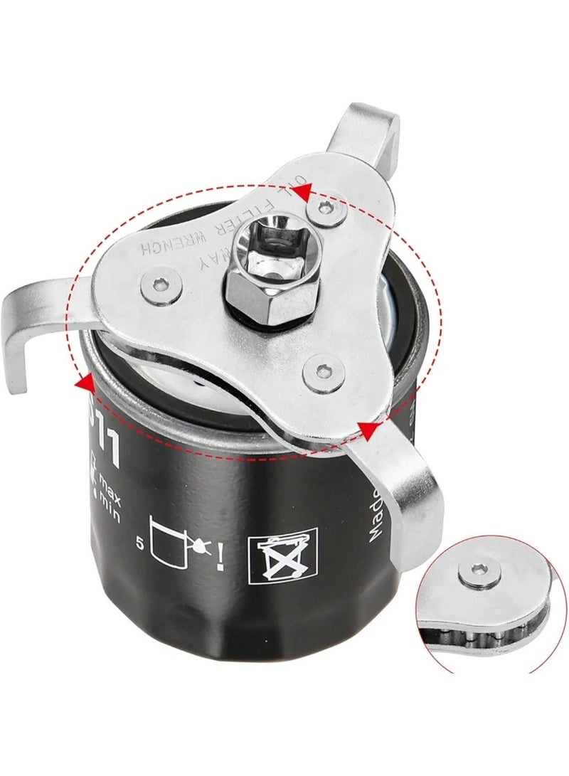 مفتاح فلتر زيت ثنائي الاتجاه لإزالة فلاتر الزيت بثلاثه فكين قابل للتعديل من 63-102 مم - Image 1