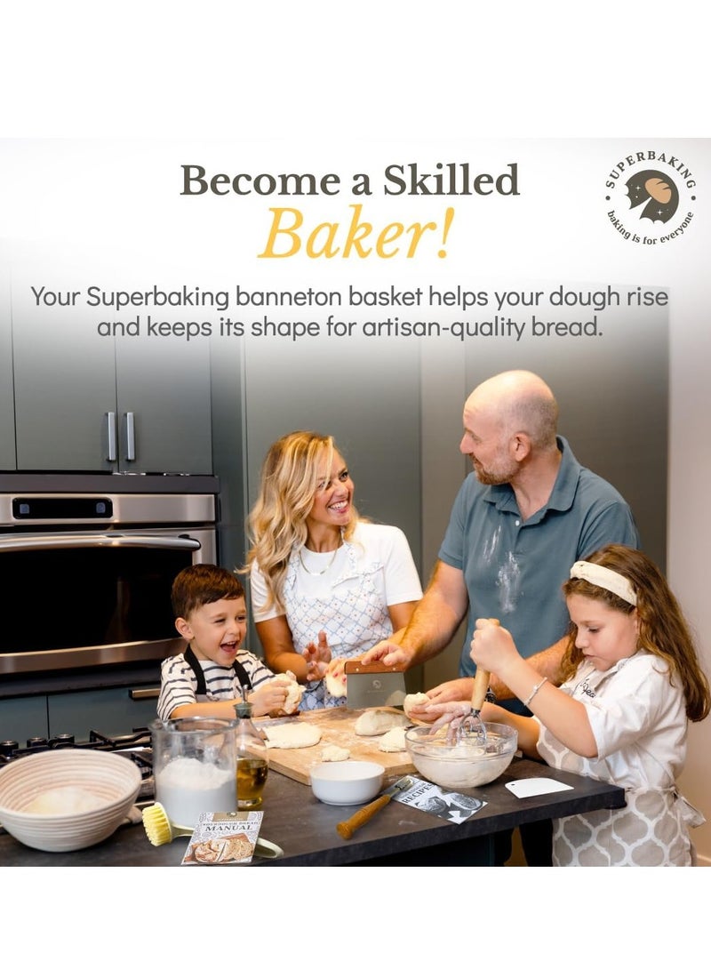 كيلا مستلزمات خبز العجين المختمر، طقم مستدير 9 بوصة لخبز العجين المختمر، سلة تدقيق الخبز، أدوات صنع الخبز، مجموعة هدايا سلة بانيتون - Image 4