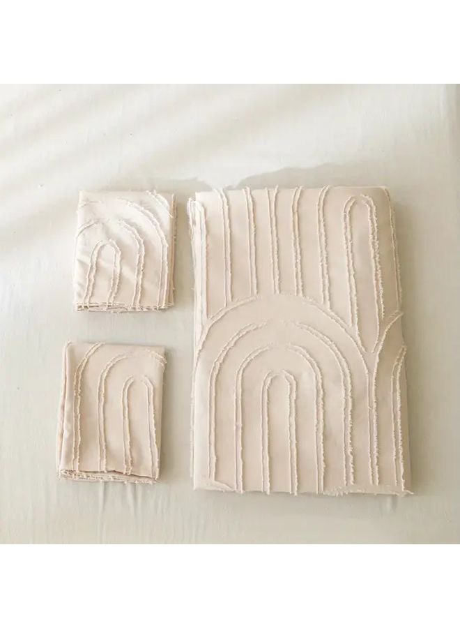 غطيفة لحاف من البوليستر بلون البيج الفاتط، مقاس 78x90 بوصة، 3 قطع مع أكياس الوسائد - Image 5