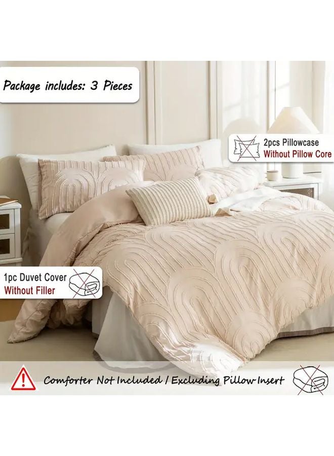 غطيفة لحاف من البوليستر بلون البيج الفاتط، مقاس 78x90 بوصة، 3 قطع مع أكياس الوسائد - Image 3