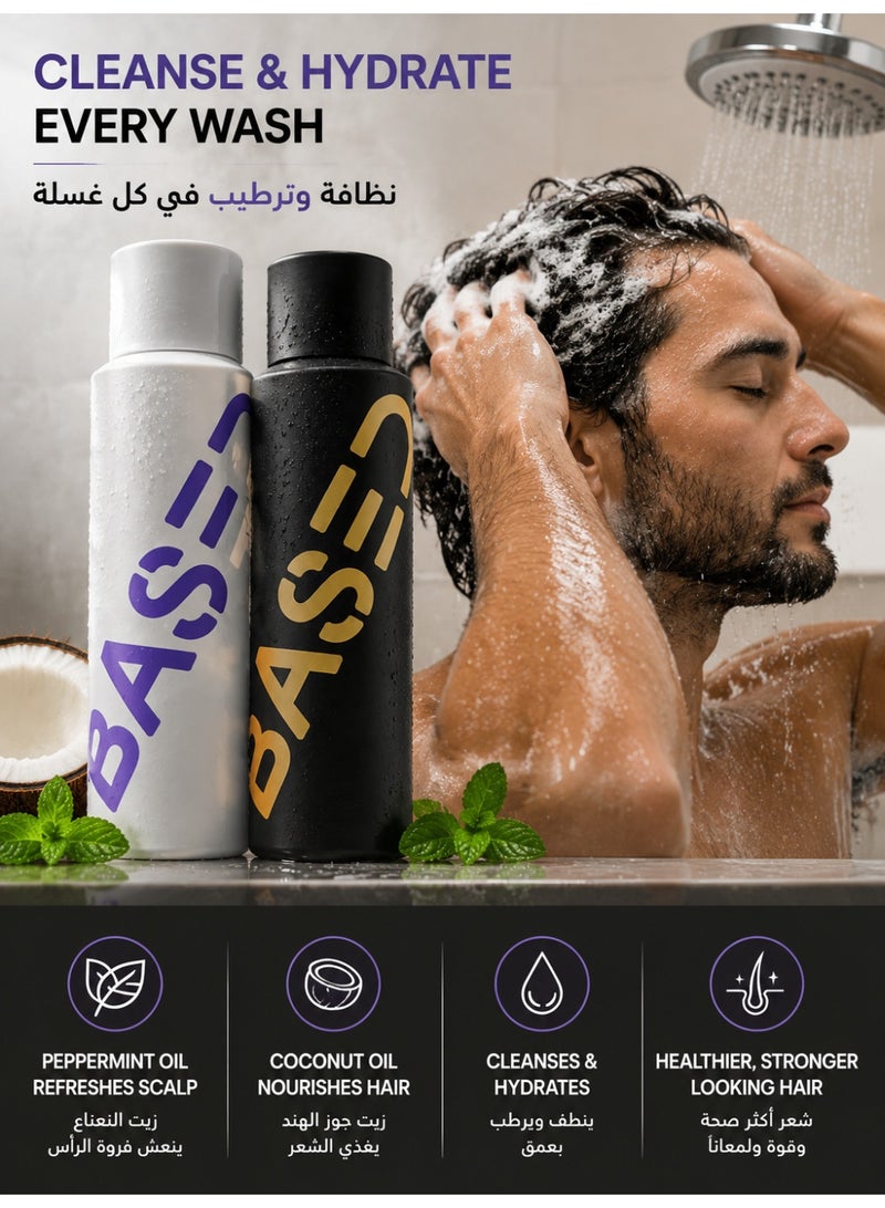 Based Shampoo & Conditioner Bundle with Peppermint Oil, & Coconut Oil, Cleansing Shampoo & Hydrating Conditioner for Men, No Sulfates, Parabens or Phthalates, 8.34 fl oz Bottle (Pack of 2) - Image 3
