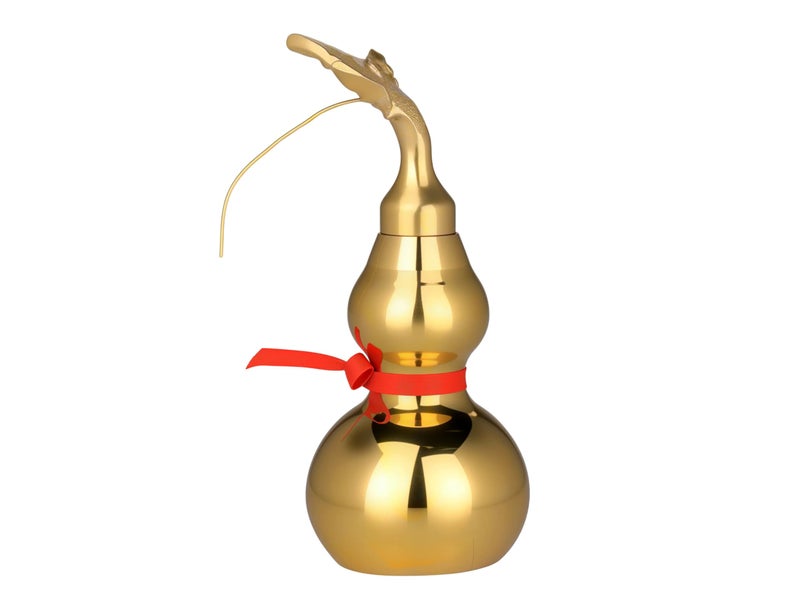 I-MART 4 Inch Brass Feng Shui Gourd Wu Lou Hu Lu Chinese Decor Symbol of Health Longevity and Prosperity, Oriental Good Luck Decorations for Home Office Feng Shui Decor - Image 1
