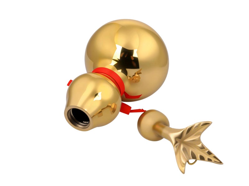 I-MART 4 Inch Brass Feng Shui Gourd Wu Lou Hu Lu Chinese Decor Symbol of Health Longevity and Prosperity, Oriental Good Luck Decorations for Home Office Feng Shui Decor - Image 2