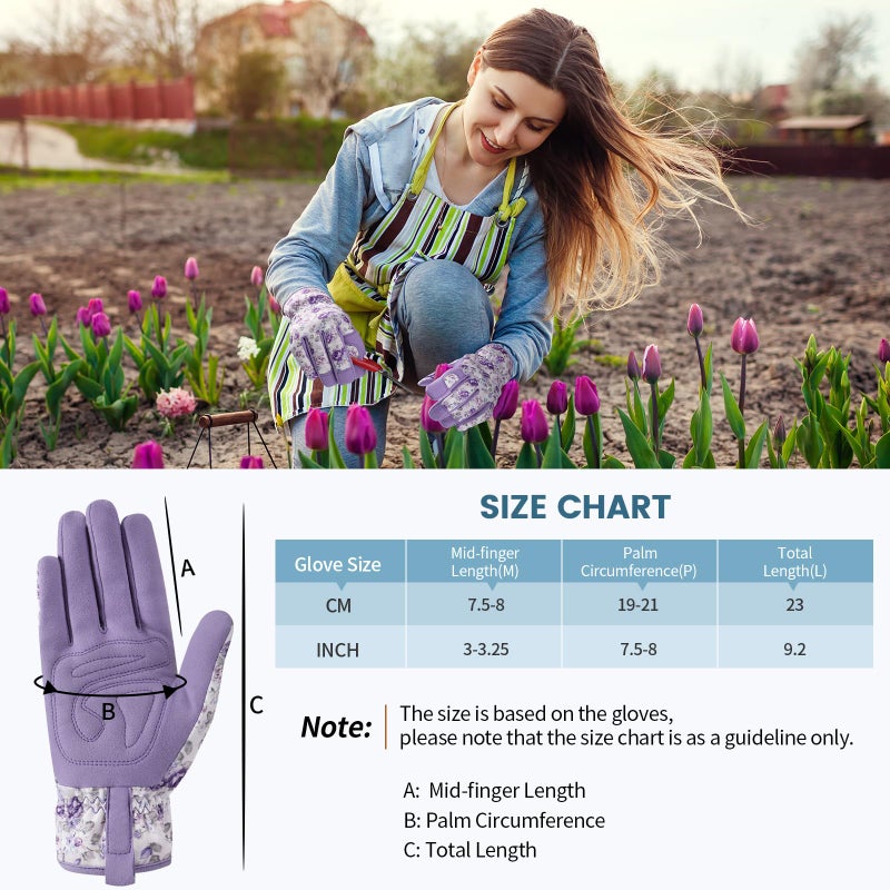 Pleneal Gardening Gloves for Women - Leather Garden Gloves Thorn Proof, Outdoor Protective Working Gloves for Weeding - Image 4