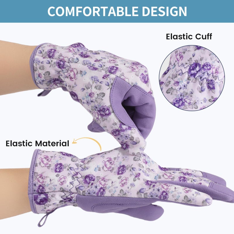 Pleneal Gardening Gloves for Women - Leather Garden Gloves Thorn Proof, Outdoor Protective Working Gloves for Weeding - Image 5