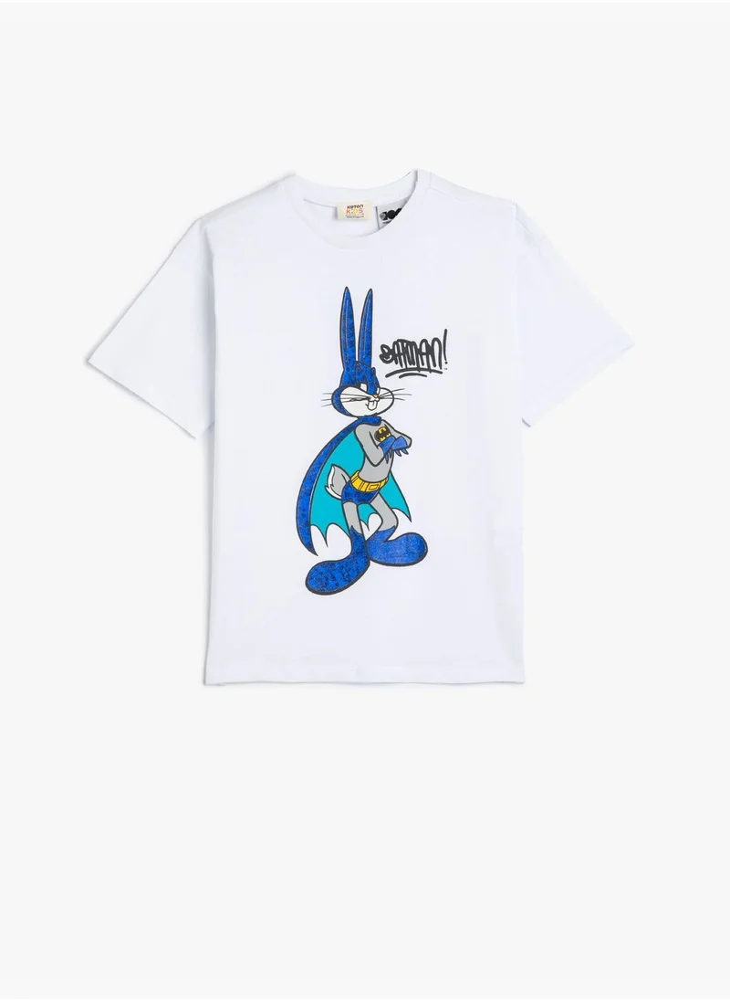 كوتون Bugs Bunny Licensed Printed Short Sleeve Crew Neck T-Shirt